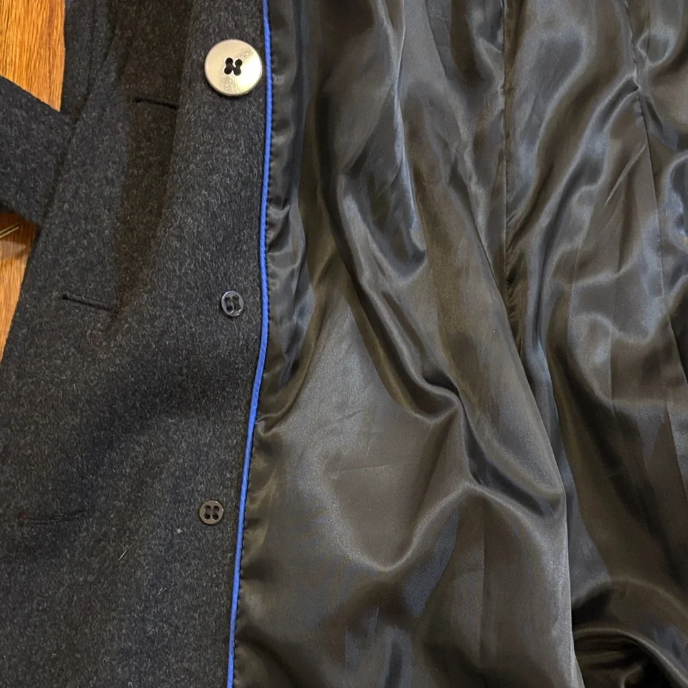 DKNY Double Breasted Long Wool Blend Coat - Picture 12 of 13